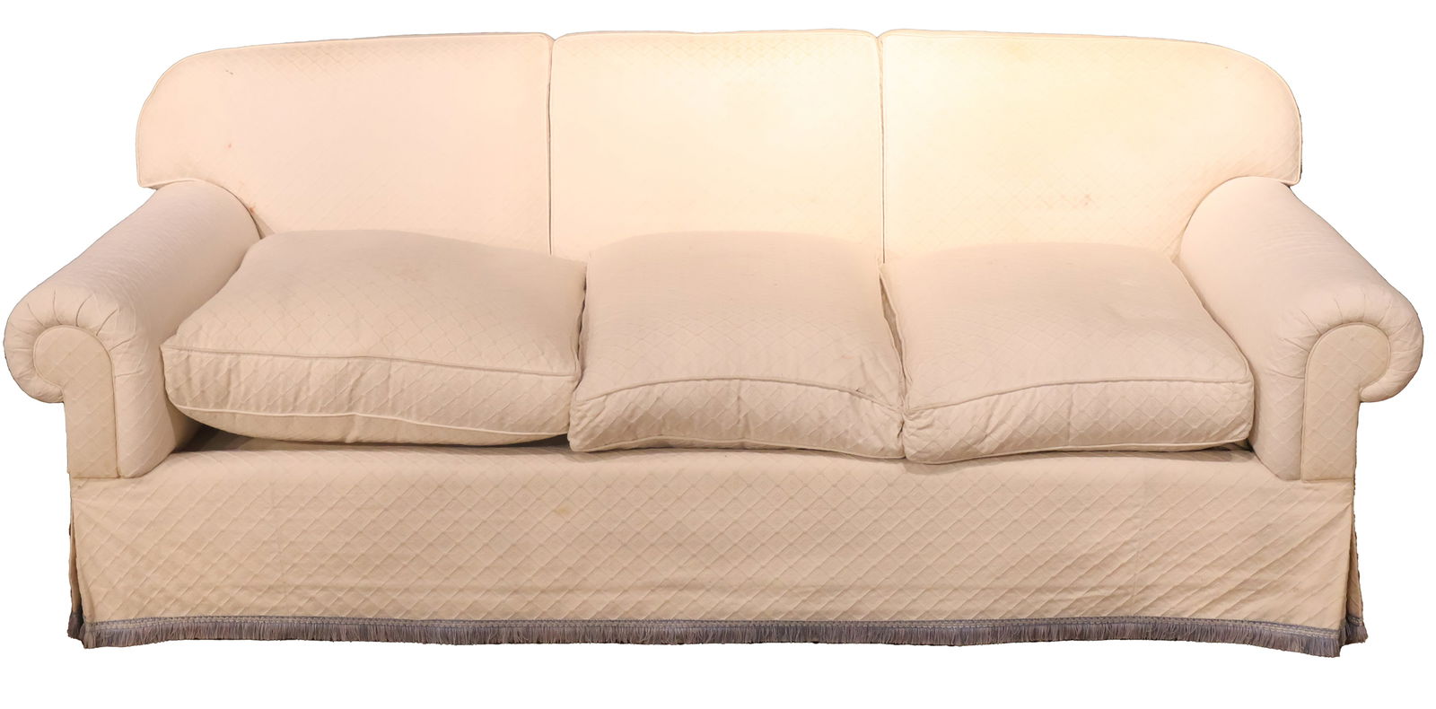 Contemporary Cream-Upholstered Sofa (1 of 7)