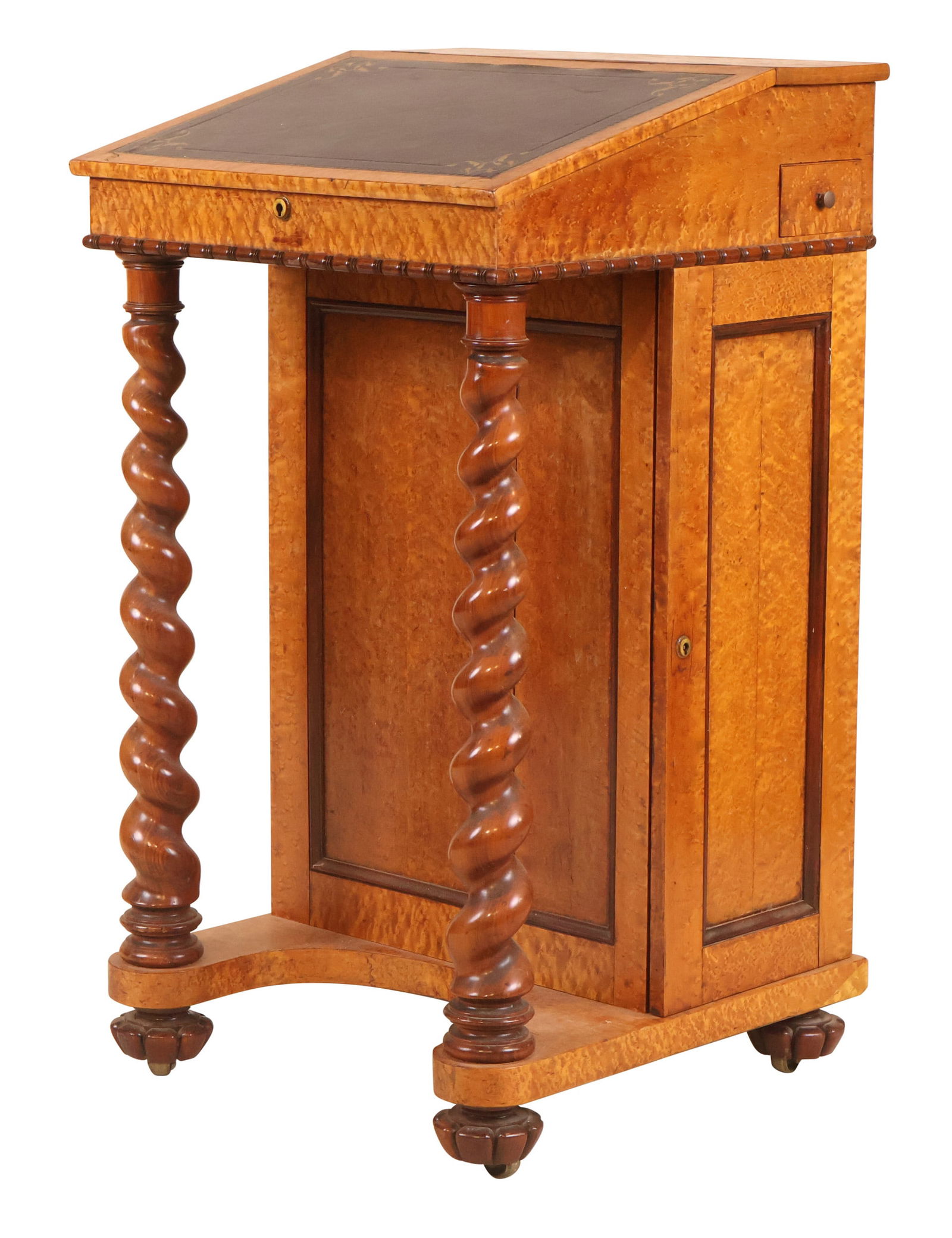 Victorian Leather-Inset Burlwood Davenport Desk (1 of 14)