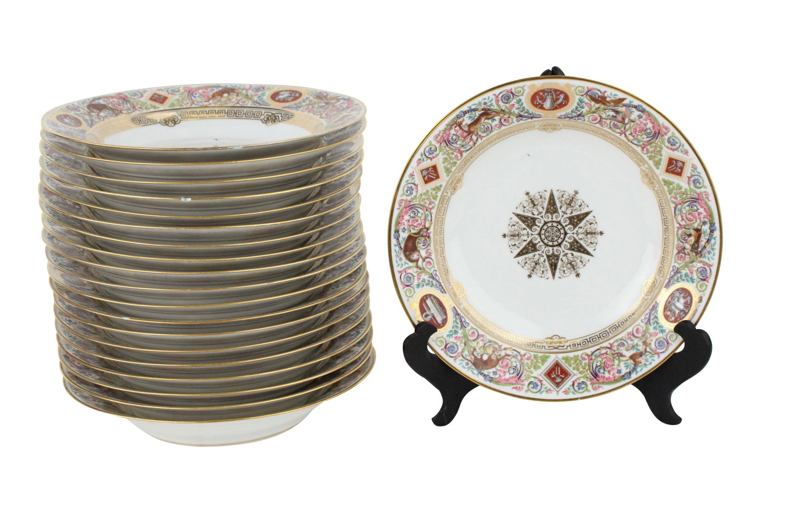 Twenty Sevres Louis Philippe Hunting Scene Chateau Fontainebleau Plates (1 of 10)