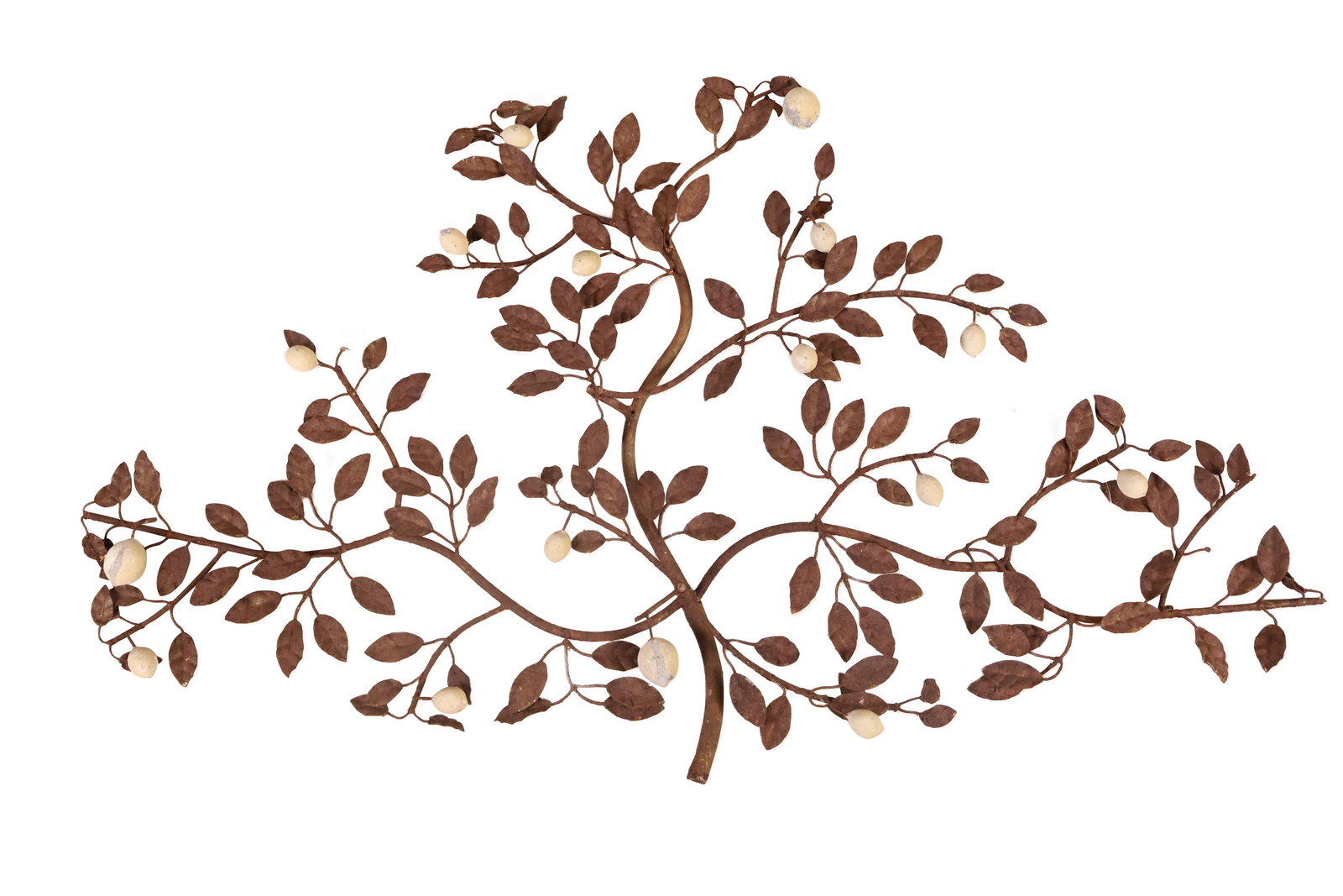 Painted and Molded Metal Lemon Tree Wall Applique: Painted and Molded Metal Lemon Tree Wall Applique 20th C. 31 x 51 in. (78.7 x 129.5 cm.)