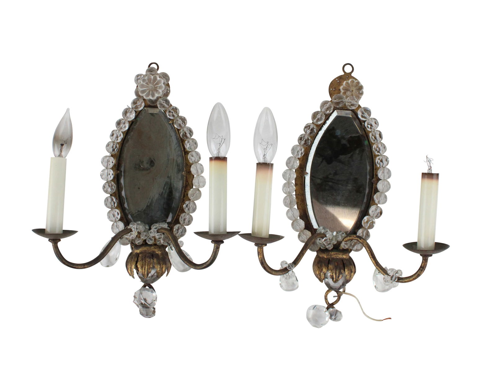 Pair of Neoclassical Style Mirrored Two-Light Wall Sconces (1 of 7)