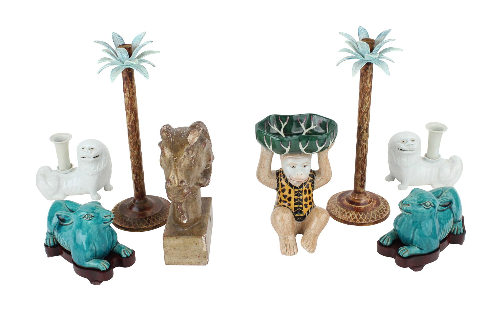 Pair of Chinese Turquoise Glazed Rabbits (1 of 7)