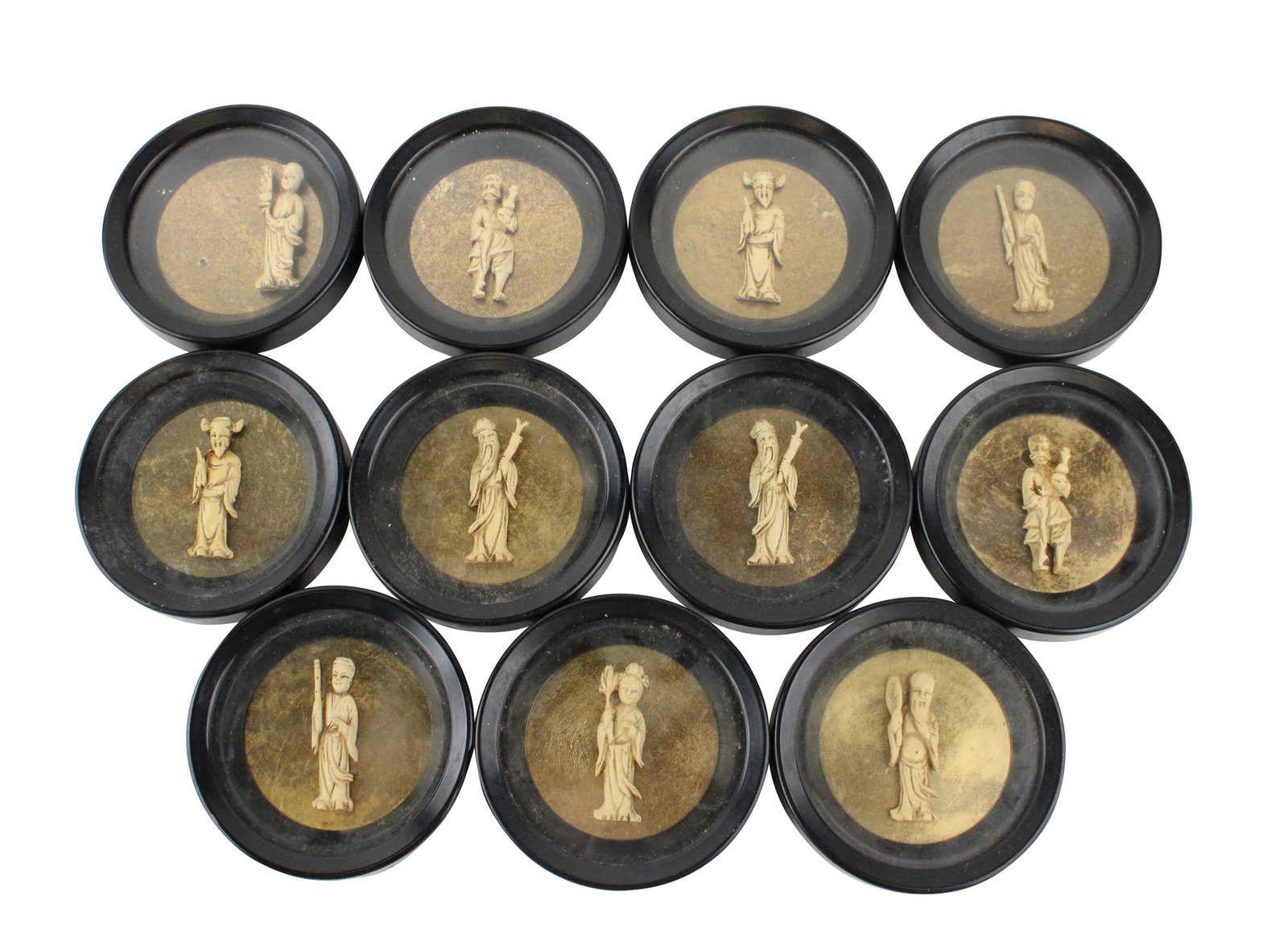 Nine Asian Style Coasters: Nine Asian Style Coasters20th/21st C.3-1/2"dia.