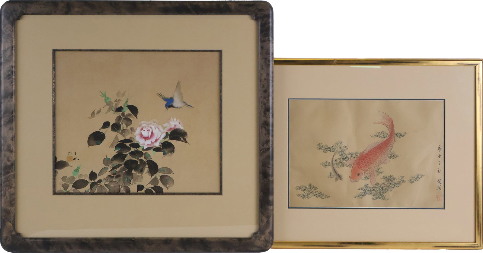 Two Japanese Paintings on Silk (1 of 12)