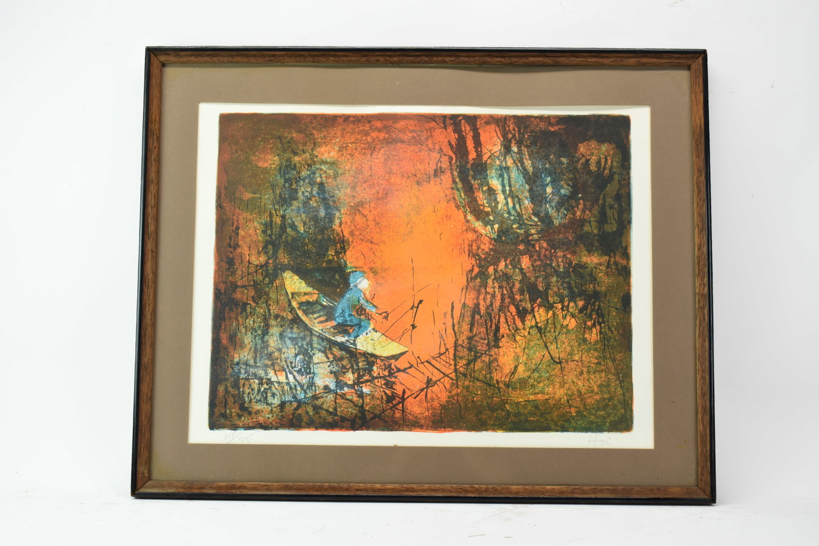 Limited Edition Print of Gentleman Fishing: Limited Edition Print of Gentleman Fishing Limited Edition Print of Gentleman Fishing by Hoi 108/295. Used condition. Framed size 23 1/4" x 29 1/4"