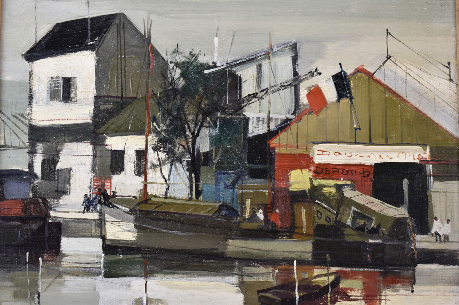 Jean Fabert Oil on Canvas of Dockside (1 of 13)