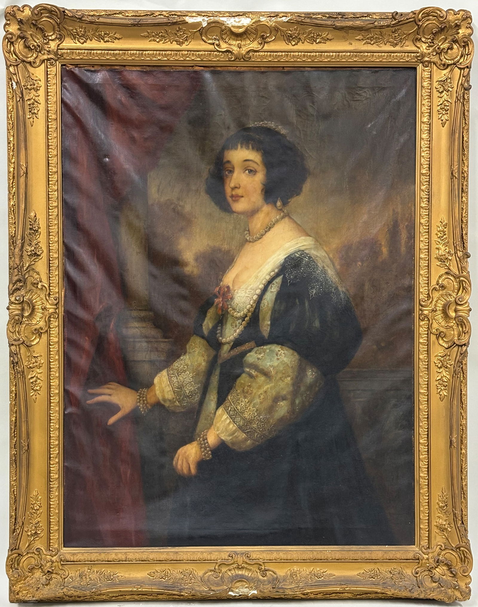 Antique Old Masters Style Portrait of Woman with Pearls (1 of 11)