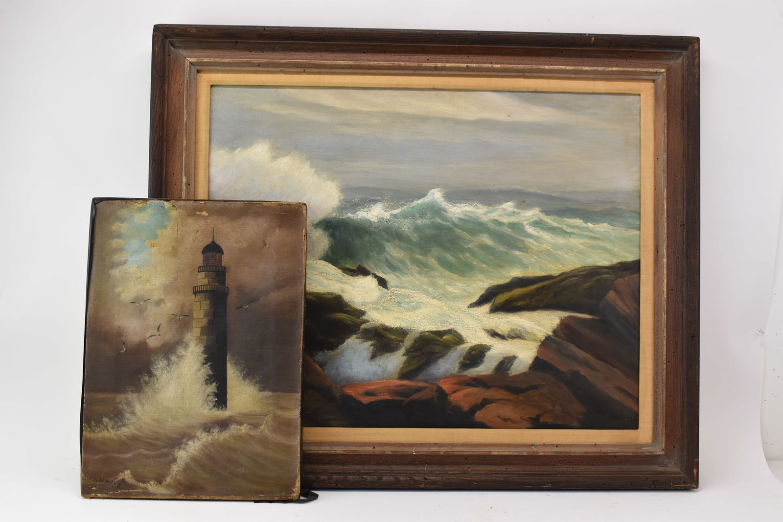 Two Oil on Canvas Paintings of Crashing Waves (1 of 20)