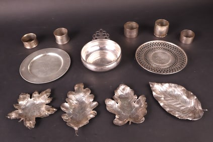 Four Sterling Silver Leaf Form Ashtrays