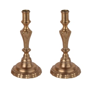 Pair of French Brass Candlesticks