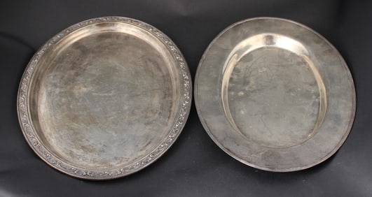 Two Vintage Oval Sterling Silver Trays