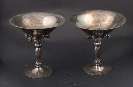 Pair of Georg Jensen Grapevine Tazzas