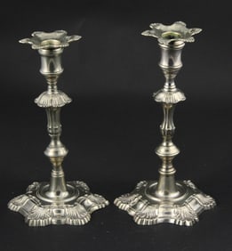 Near Pair of Georgian Paktong Candlesticks