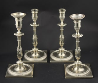 Two Similar Pairs of Neoclassical Paktong Candlesticks