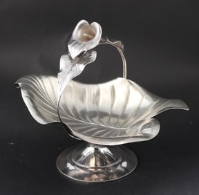 Whiting Sterling Silver Cala Lily Handled Basket