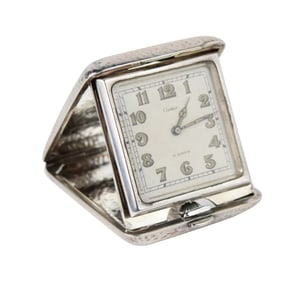 Cartier Hand Hammered Sterling Silver Travel Clock
