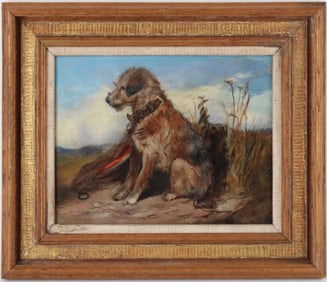 Seated Terrier, Oil on Board