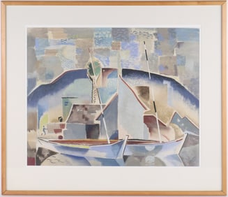 Will Henry Stevens, American 1881-1949, Sailboats, Watercolor and Pastel on Paper