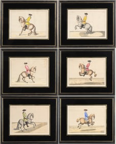 After Friedrich Wilhelm, Six Equestrian Scenes, Hand-colored Engravings