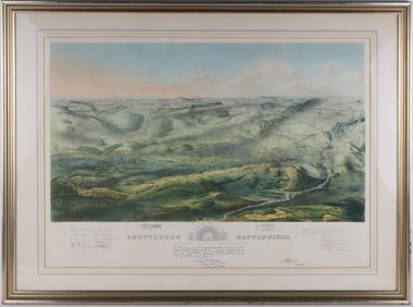 John Bachelder, Gettysburg Battlefield, Hand-Colored Lithograph