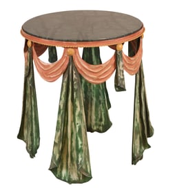 Contemporary Painted Metal and Stone Top Side Table