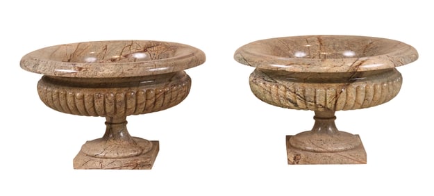 Pair of Large Hardstone Tazzas