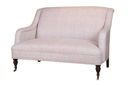 Regency Style Blue & White Upholstered Love Seat