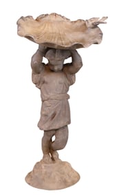 Cast Metal Figural Birdbath