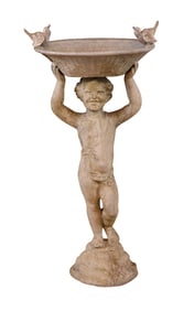 Cast Metal Figural Birdbath