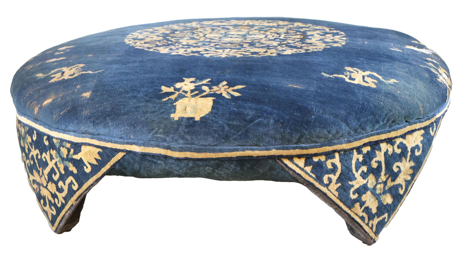 Contemporary Chinese Carpet-Upholstered Ottoman (1 of 12)