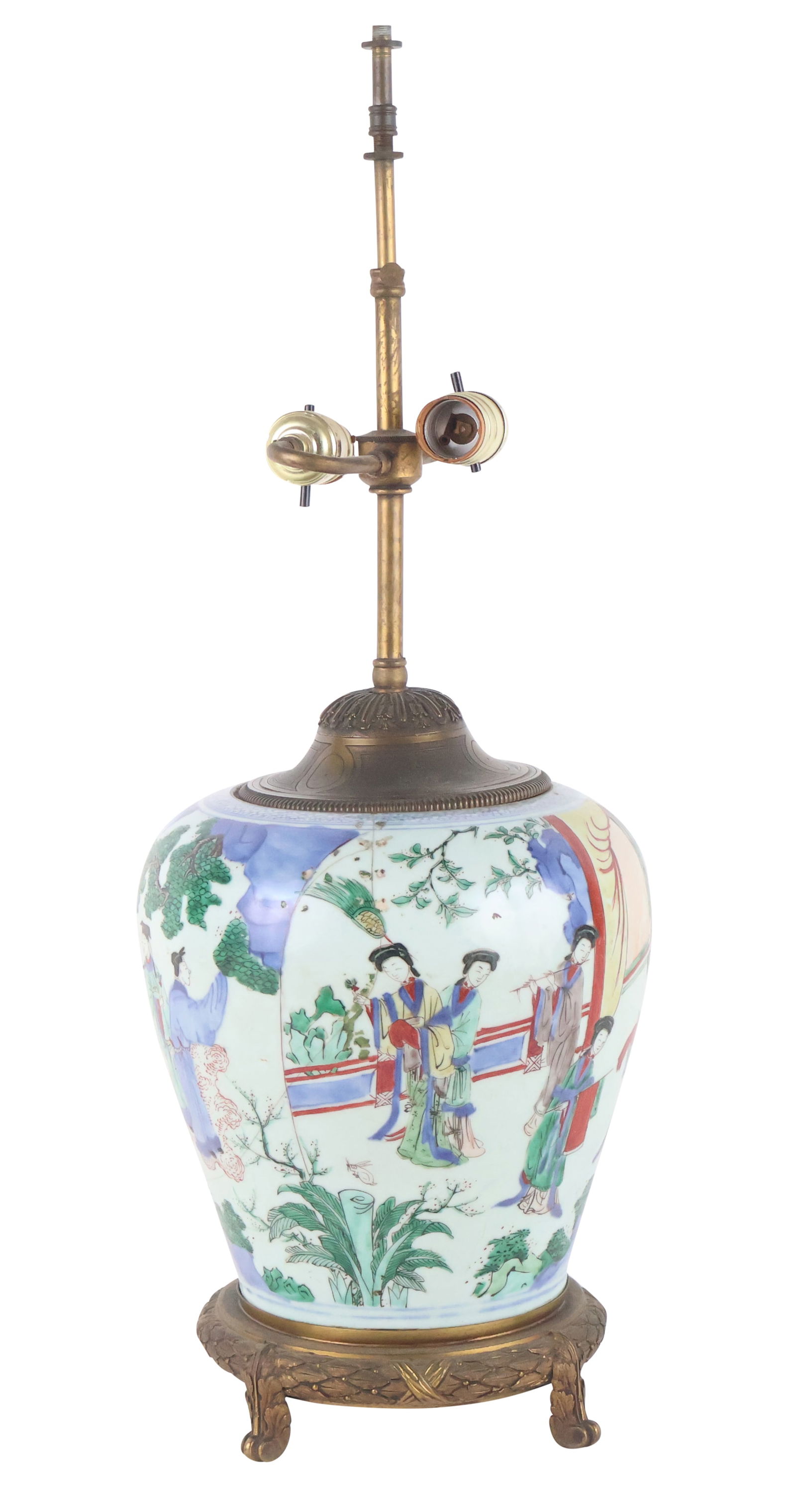 Chinese Wucai Porcelain Vase, Now Fitted as a Lamp (1 of 11)