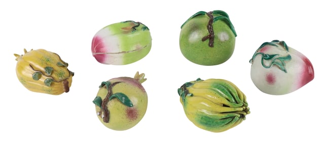 Six Chinese Ceramic Altar Fruits