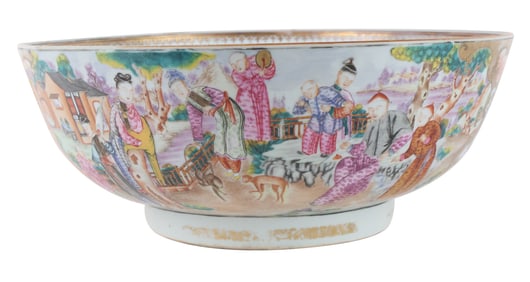 Chinese Export Famille Rose Porcelain Punch Bowl