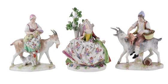 Dresden Porcelain Figure of a Woman with a Pug