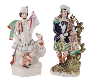 Two Staffordshire Pottery Figures of Scotsmen