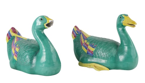 Pair of Chinese Export Porcelain Ducks