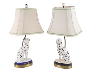 Pair of Staffordshire Style Dalmatians, Mounted as Lamps