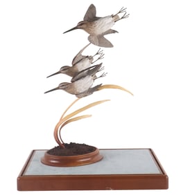 Carved Sculpture of Three Flying Birds