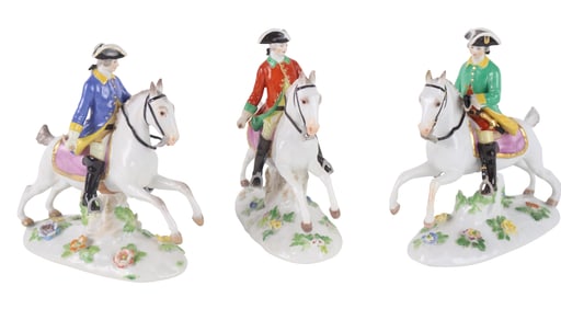 Three Meissen Porcelain Equestrian Figures
