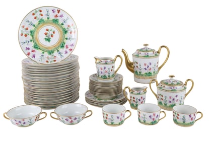 Limoges Floral Decorated Porcelain Dessert Service