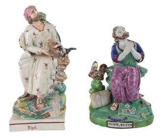 Staffordshire Pearlware Figures of Elijah and Saint Peter