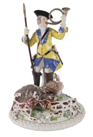 Meissen Porcelain Figural Group, Boar Baiting