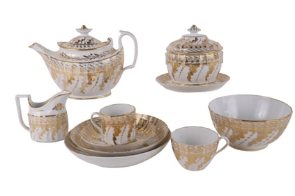 Partial English Porcelain Parcel-Gilt Tea Service