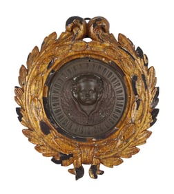 Continental Molded Bronze Plaque of Cherub