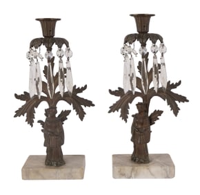 Pair of Brass Figural Girandoles