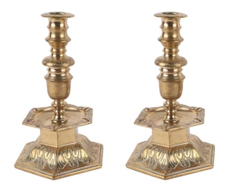 Pair of Baroque Style Brass Candlesticks