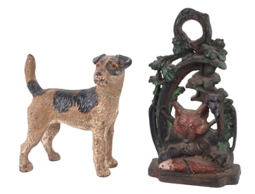 Two Painted and Cast-Iron Door Stops