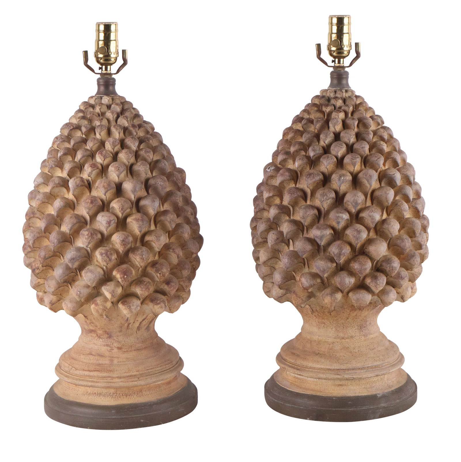Pair of Composite Wood Pine Cone Form Table Lamps (1 of 10)
