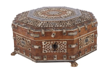 Anglo Indian Bone Mounted Trinket Box