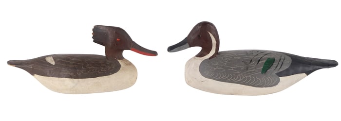 Two Painted and Carved Wood Duck Decoys